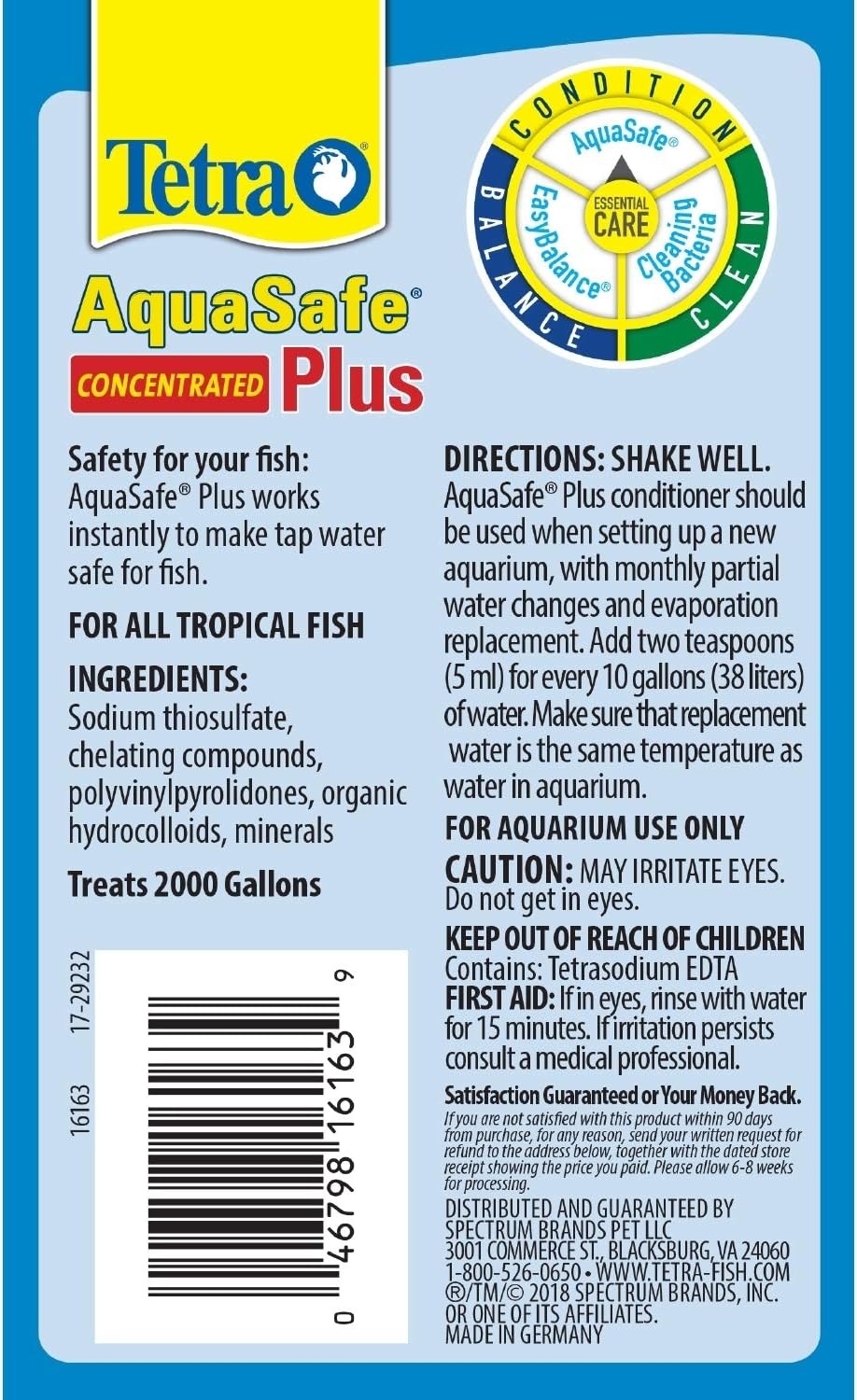 image:imageTetra 16163 2028 oz AquaSafe Plus Water Conditioner 1 CASE of 6338 OZ Bottles