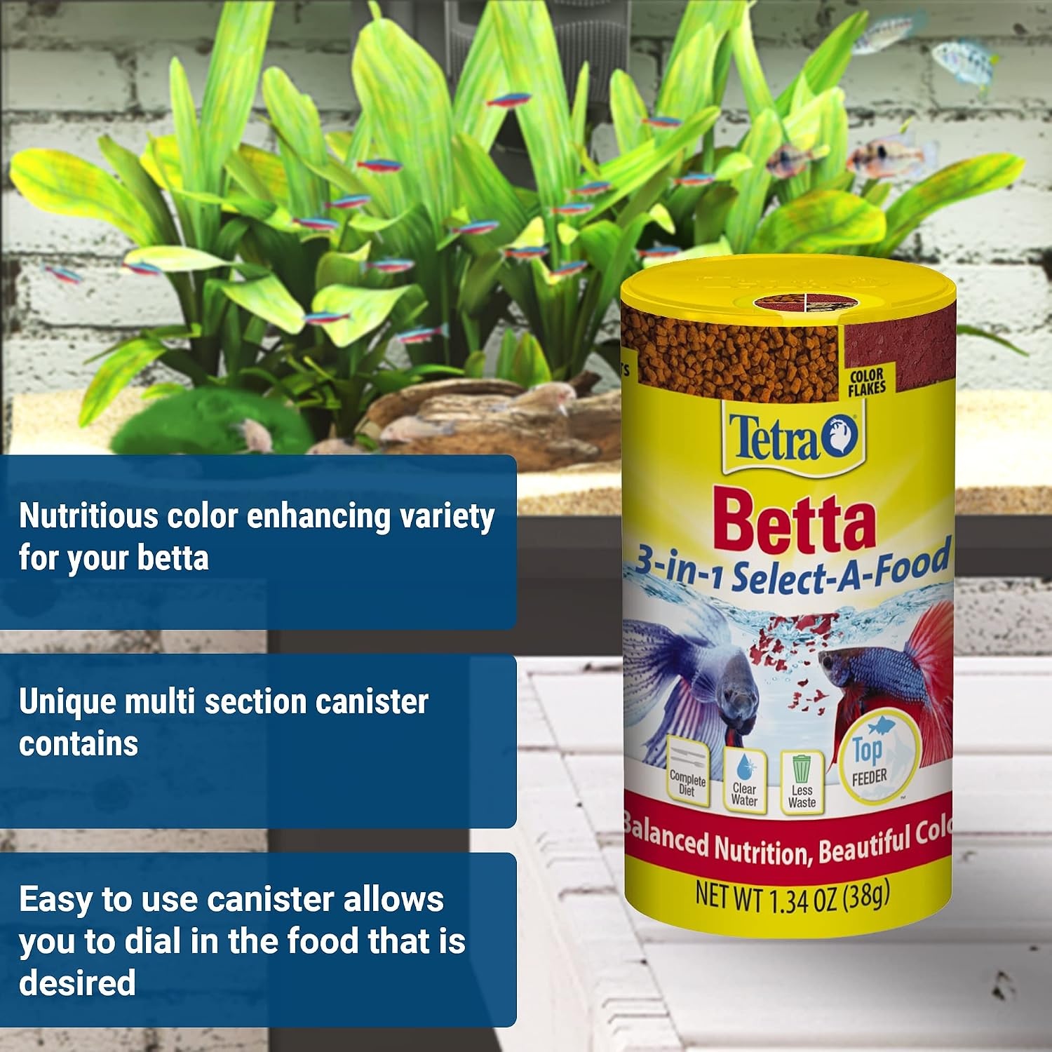 image:imageTetra BettaMin SelectAFood 134 Ounces Fish Flakes Variety Pack134 Ounce Pack of 1