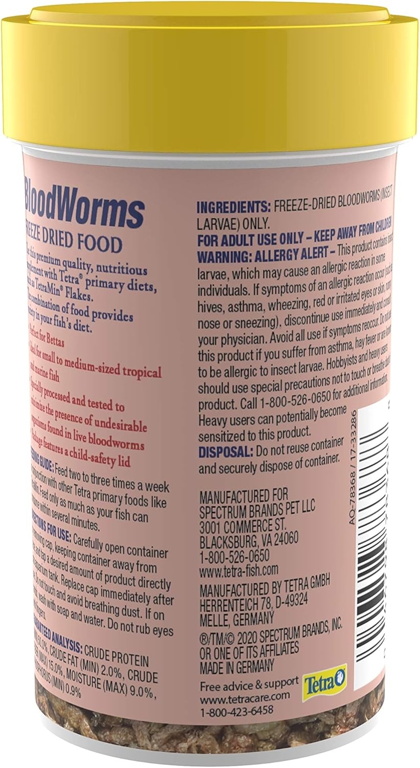 image:imageTetra BloodWorms 025 Oz FreezeDried Food for Freshwater and Saltwater Fish Seafood Pack of 1025 Ounce Pack of 2