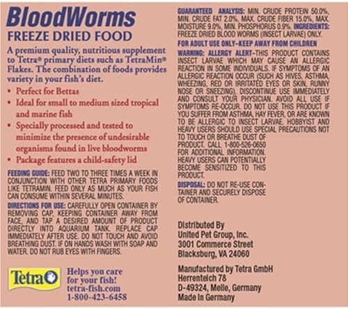 image:imageTetra BloodWorms 025 Oz FreezeDried Food for Freshwater and Saltwater Fish Seafood Pack of 1025 Ounce Pack of 2