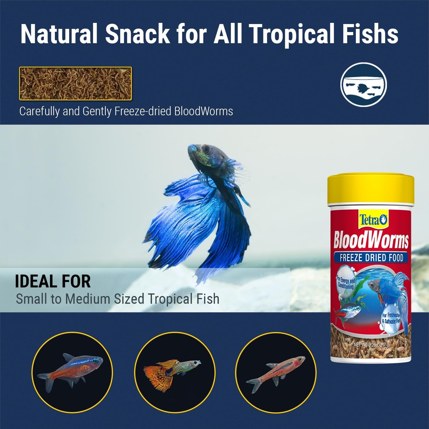 image:imageTetra BloodWorms 025 Oz FreezeDried Food for Freshwater and Saltwater Fish Seafood Pack of 1025 Ounce Pack of 2