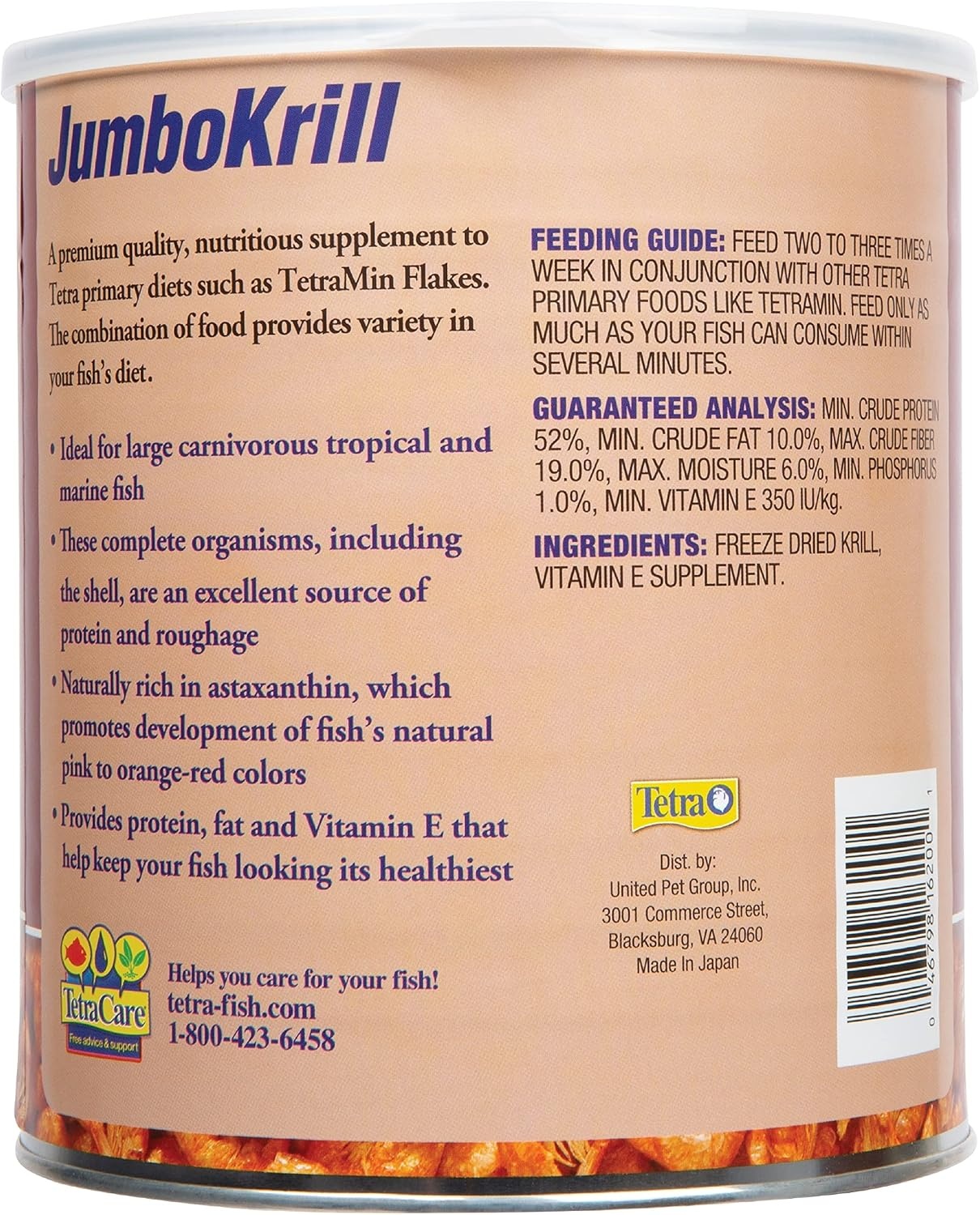 image:imageTetra JumboKrill FreezeDried Jumbo Shrimp Natural Shrimp Treat For Aquarium Fish 14 oz14 Ounce Pack of 6
