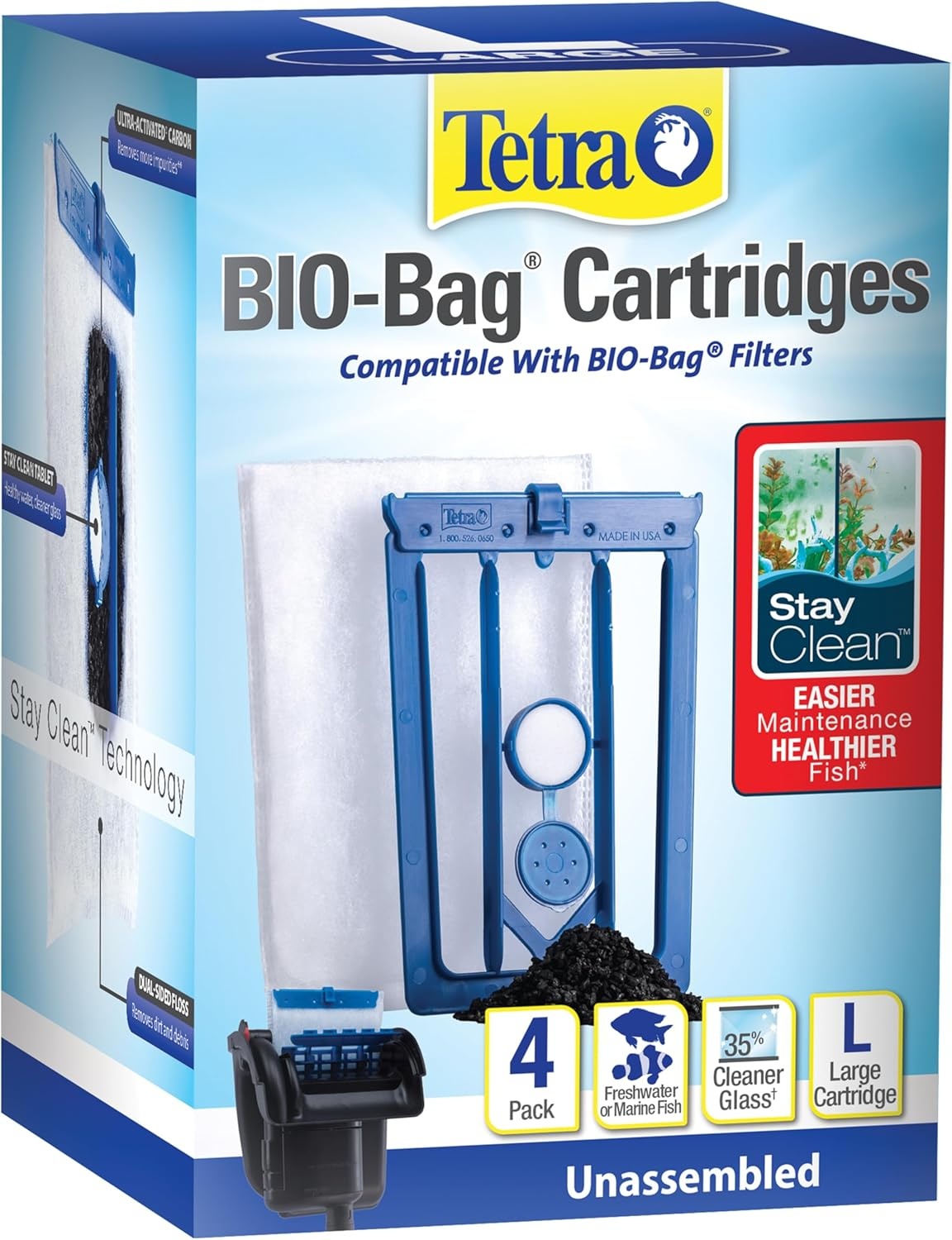image:imageTetra Whisper BioBag Large Filter Cartridges for Aquariums 8 Count Unassembled Fits Tetra Whisper Fish Tank Filters 1030 Gal 2040 Gal PF20 30 40 60 IQ 20 30 45 60With Stay Clean