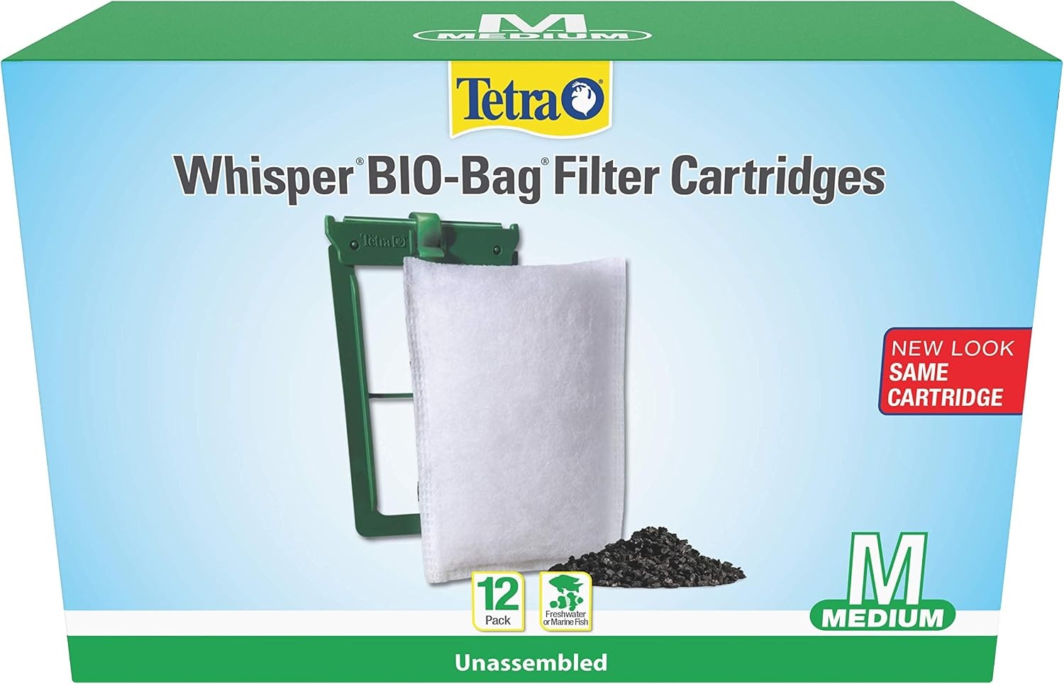 image:imageTetra Whisper BioBag Medium Filter Cartridges for Aquariums 12 Count Unassembled Fits Tetra Whisper Fish Tank Filters 510 Gal PF10 IQ 10Standard
