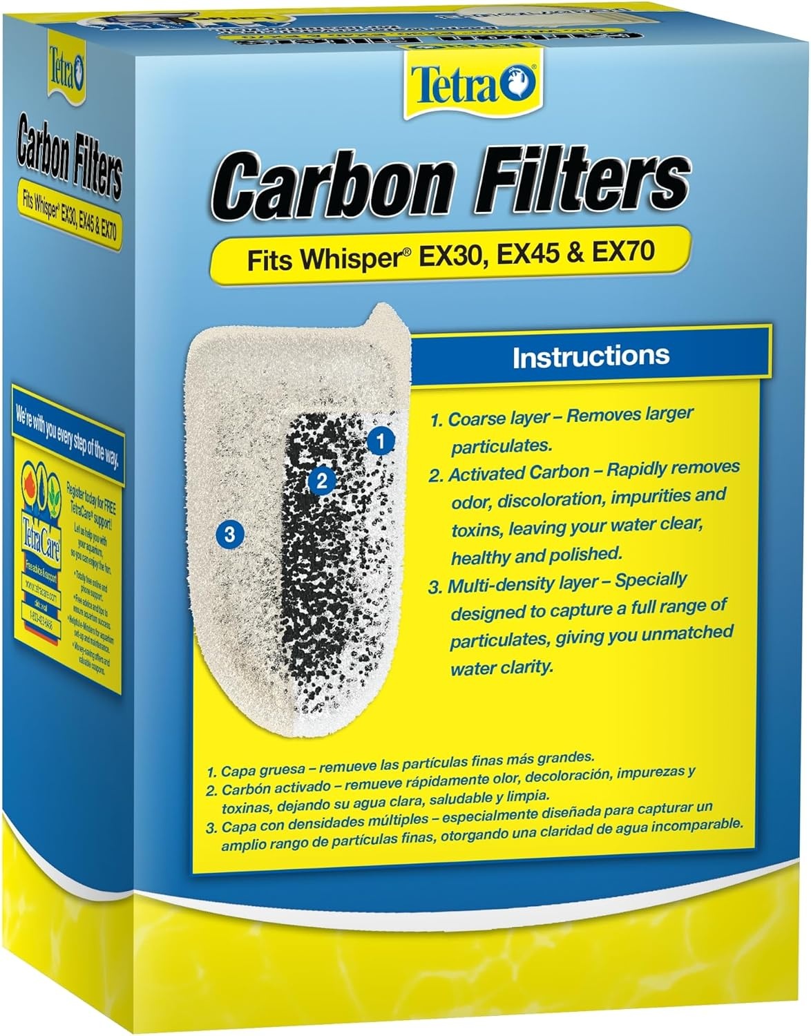image:imageTetra Whisper EX Carbon Large Round Filter Cartridges 4 Count Fits Tetra Whisper EX 30 45 70 Fish Tank Filters4Count