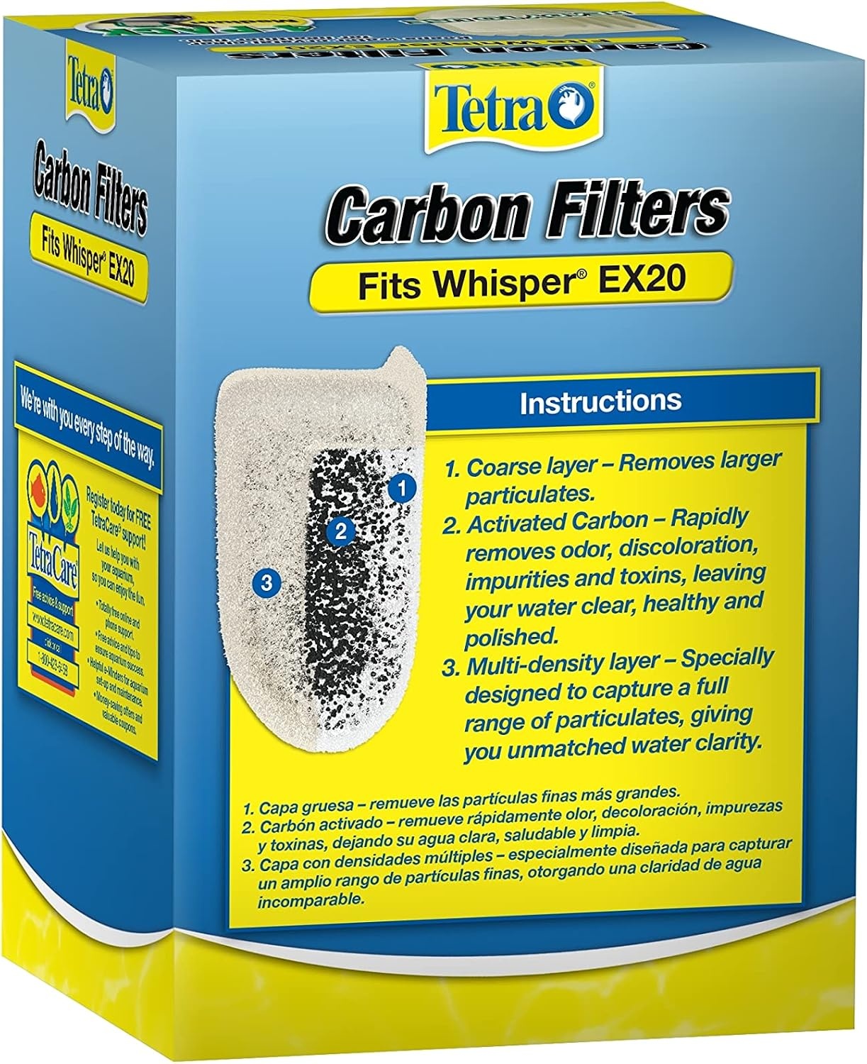 image:imageTetra Whisper EX Carbon Large Round Filter Cartridges 4 Count Fits Tetra Whisper EX 30 45 70 Fish Tank Filters4Count
