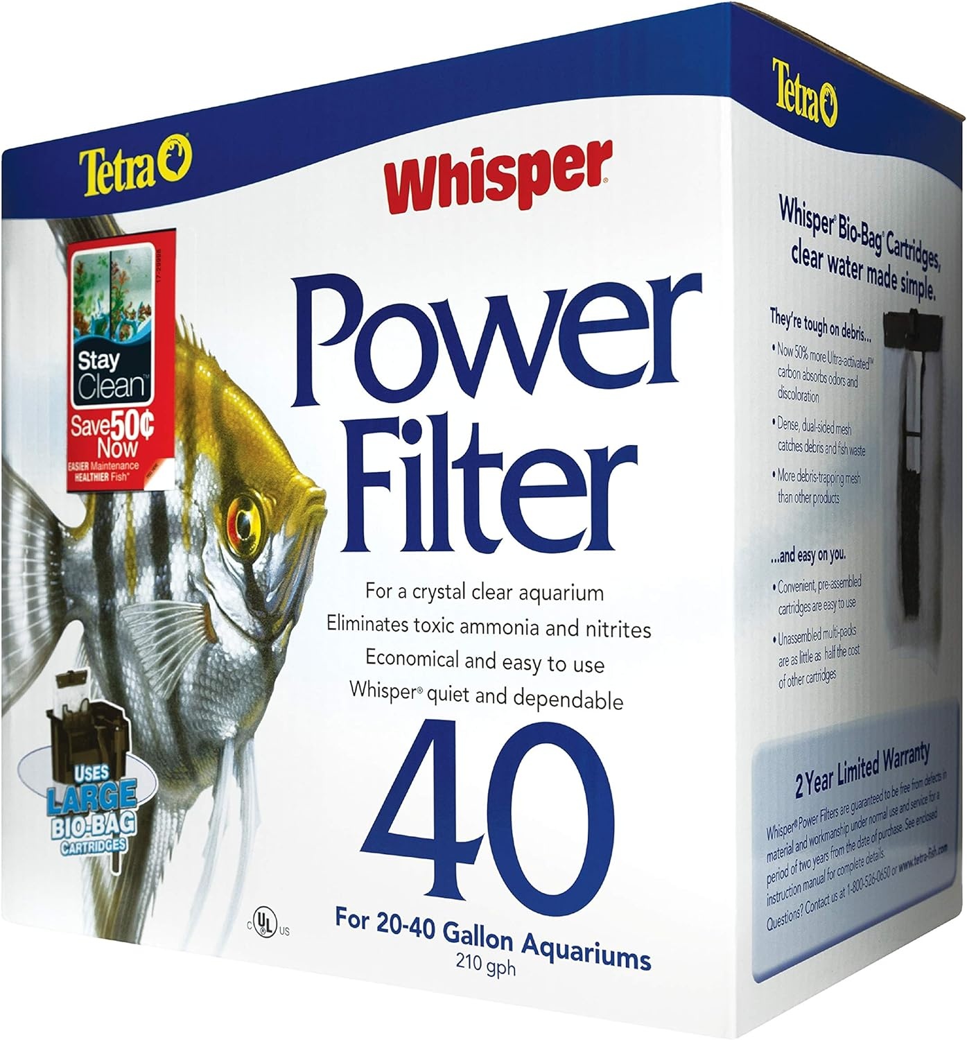 image:imageTetra Whisper Power Filter for Aquariums 3 Filters in 1 Up to 40Gallons Black amp GrayUp to 40Gallons
