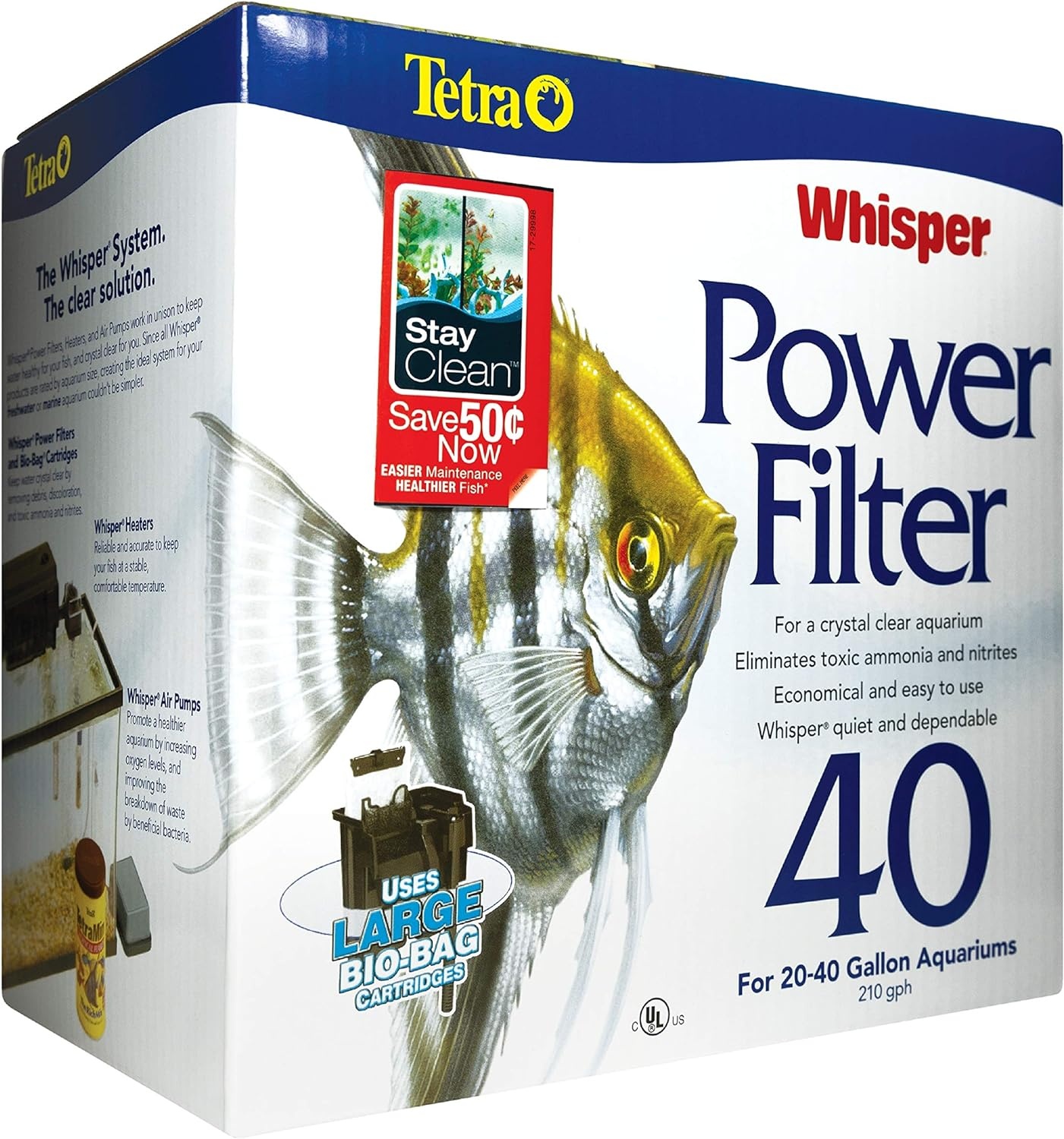 image:imageTetra Whisper Power Filter for Aquariums 3 Filters in 1 Up to 40Gallons Black amp GrayUp to 40Gallons