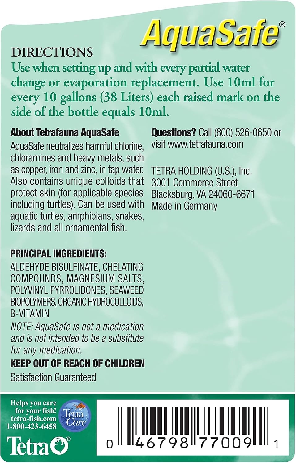 image:imageTetraFauna AquaSafe for Reptiles and Amphibians 338 Oz AquaTerrarium Water Conditioner Makes Tap Water Safe100ml Pack of 2