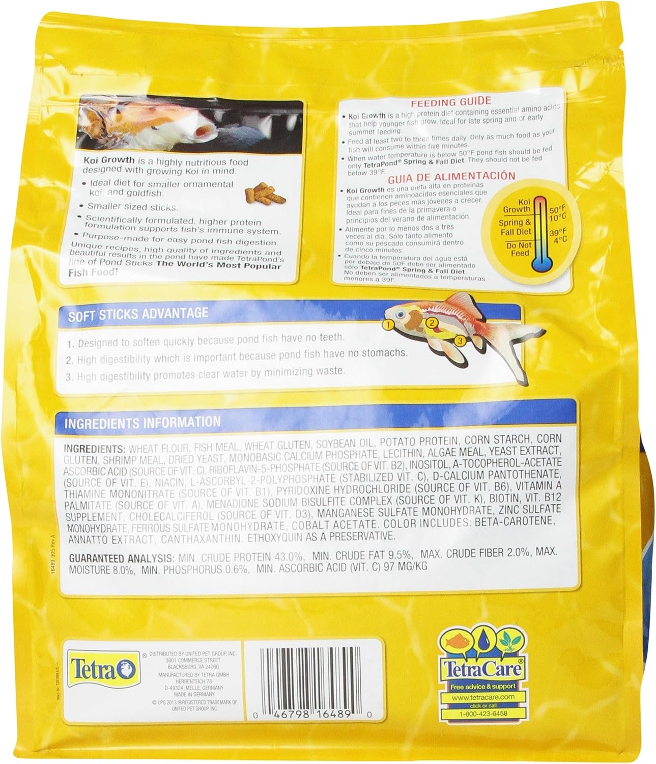 image:imageTetraPond Koi Growth 485 Pounds Soft Sticks Pond Fish Food485 Pound Pack of 2