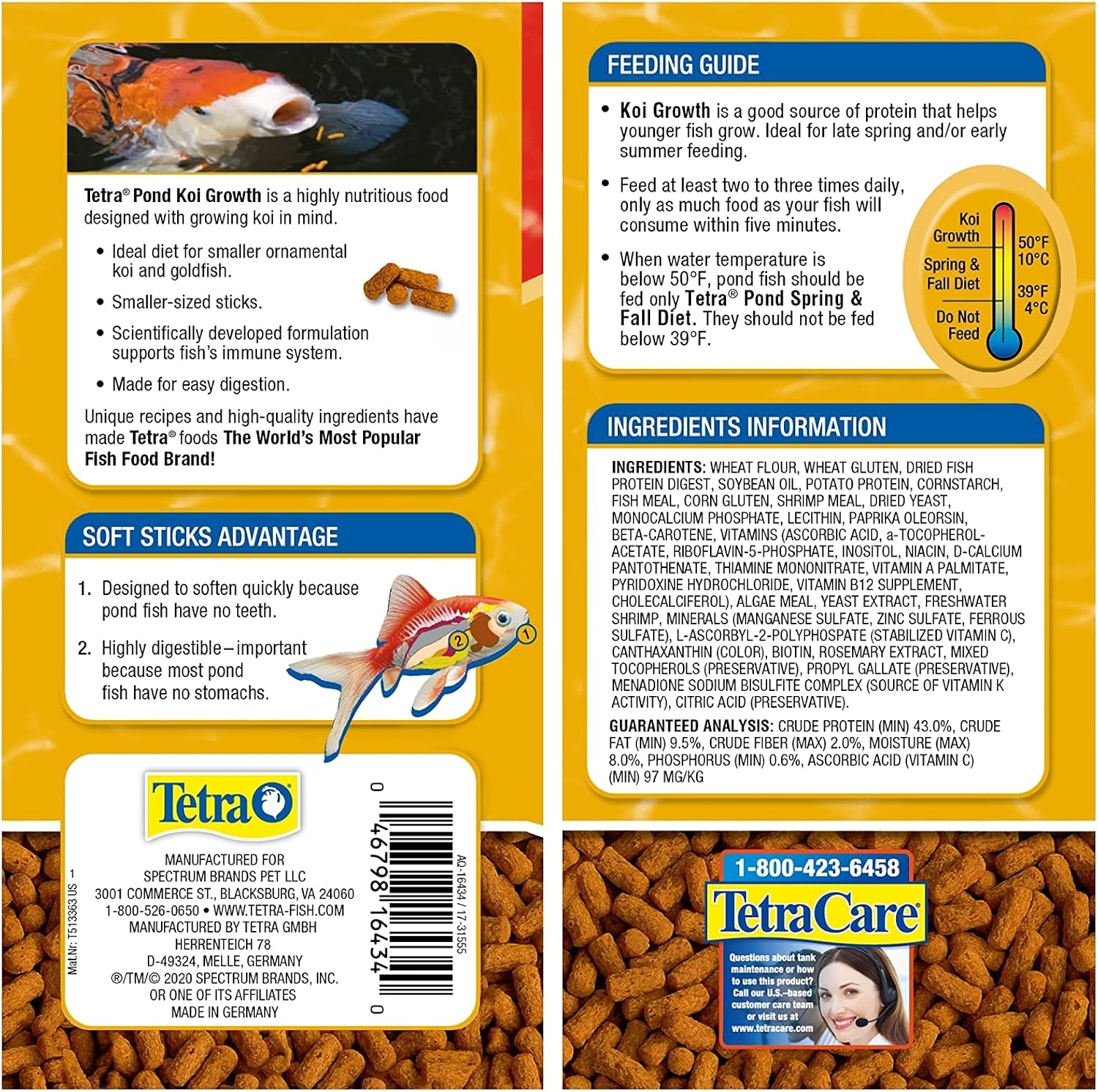 image:imageTetraPond Koi Growth 485 Pounds Soft Sticks Pond Fish Food952 Ounce Pack of 1