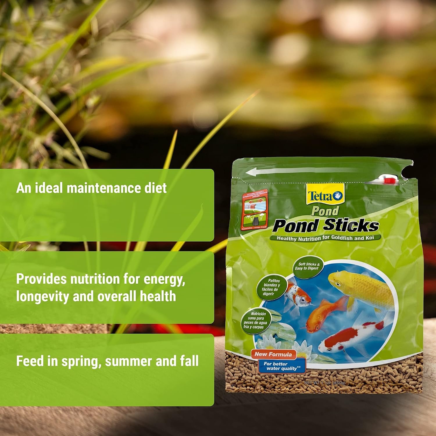 image:imageTetraPond Pond Sticks Pond Fish Food for Goldfish and Koi Healthy Nutrition Clear Water Pond Food1 Pound Pack of 2