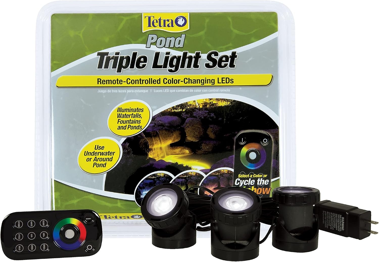 image:imageTetraPond RemoteControlled Color Changing Triple LED Light SetLight Set w Remote