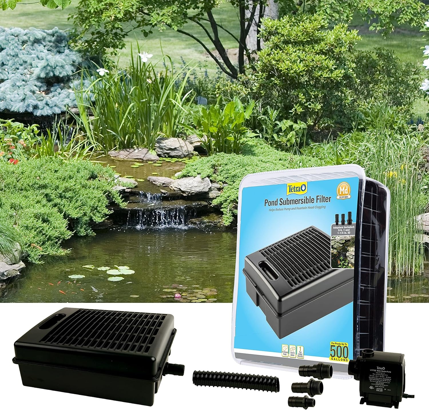image:imageTetraPond Submersible Flat Box Filter For 250 To 500 Gallon Ponds