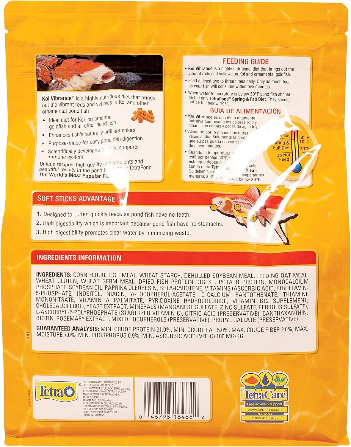 image:imageTetraPond Variety Blend Pond Fish Food for Goldfish and Koi amp 16485 Koi Vibrance Sticks Fish Food 242 Pound225 Pound Pack of 1