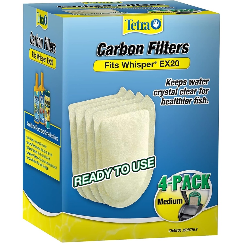 image:imageTetra Whisper EX Carbon Large Round Filter Cartridges 4 Count Fits Tetra Whisper EX 30 45 70 Fish Tank Filters4Count