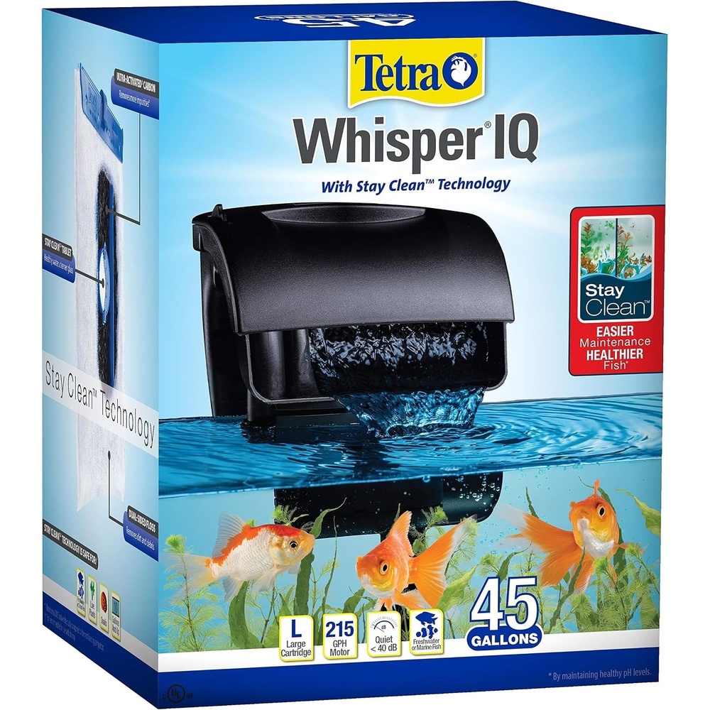 image:imageTetra Whisper IQ Power Filter 45 Gallons 215 GPH with Stay Clean Technology45Gallon Pack of 6