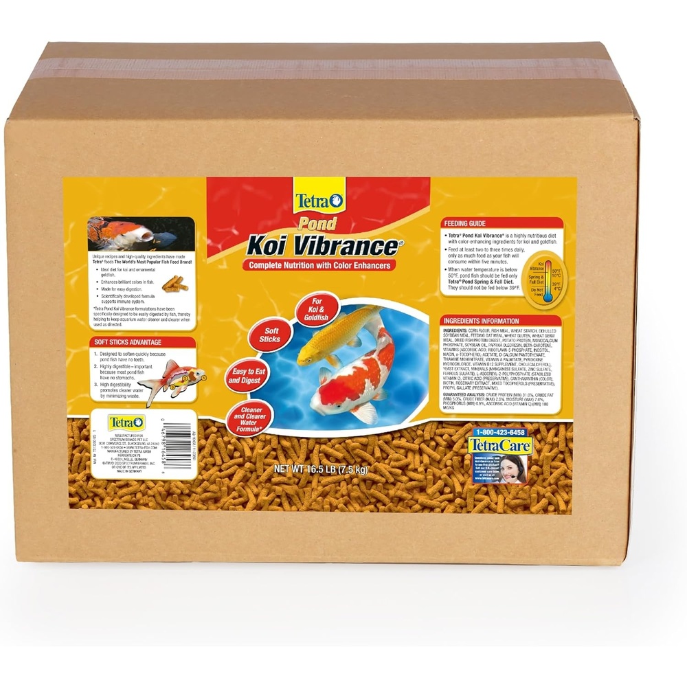 image:imageTetraPond Koi Vibrance Soft Sticks Easy to Digest Floating Pond Food 518 lbs165 Pound Pack of 1
