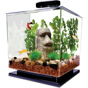 Tetra 3 Gallon Small Fish Tank, Aquarium Starter Kit, with Filter, Air pump, & Color Changing Light, Half Moon shape, for Gold Fish & Betta(3 Gallon)
