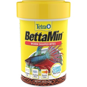 Tetra Betta Small Pellets 1.02 Ounce, Complete Nutrition Plus Color Boost(Worm Shaped Bites)