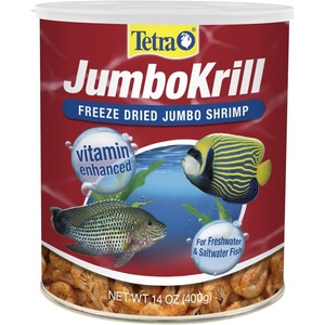 Tetra JumboKrill Freeze-Dried Jumbo Shrimp, Natural Shrimp Treat For Aquarium Fish, 14 oz(14 Ounce (Pack of 6))