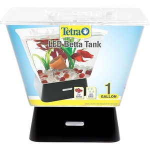 Tetra LED Betta Tank Kit 1 Gallon, Trapezoid aquarium With Base Lighting (24050)