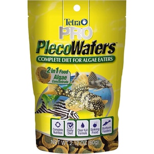 Tetra PRO PlecoWafers 2.12 Ounces, Nutritionally Balanced Vegetarian Fish Food, Concentrated Algae Center, Golds & Yellows, Model Number: 16447(2.12 Ounce (Pack of 1))