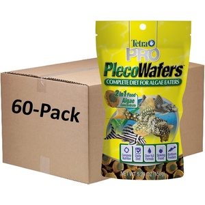 Tetra PRO PlecoWafers 2.12 Ounces, Nutritionally Balanced Vegetarian Fish Food, Concentrated Algae Center, Golds & Yellows, Model Number: 16447(5.29 Ounce (Pack of 60))