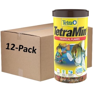 Tetra TetraMin Tropical Flakes 4.52 Pounds, Nutritionally Balanced Diet For Aquarium Fish(7.06 Ounce (Pack of 12))