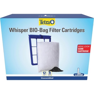 Tetra Whisper Bio-Bag Large Filter Cartridges for Aquariums, 12 Count, Unassembled, Fits Tetra Whisper Fish Tank Filters 10-30 Gal, 20-40 Gal, PF-20, 30, 40, 60, IQ 20, 30, 45, 60(Standard)