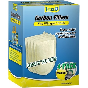 Tetra Whisper EX Carbon Large Round Filter Cartridges, 4 Count, Fits Tetra Whisper EX 30, 45, 70 Fish Tank Filters(4-Count)