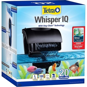 Tetra Whisper IQ Power Filter 45 Gallons, 215 GPH, with Stay Clean Technology(20-Gallon)