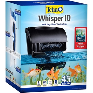 Tetra Whisper IQ Power Filter 45 Gallons, 215 GPH, with Stay Clean Technology(45-Gallon)