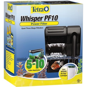 Tetra Whisper Power Filter 10 Gallons, Quiet 3-Stage Aquarium Filtration(5 to 10-Gallons)