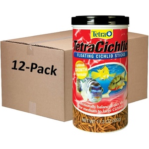 TetraCichlid Floating Cichlid Sticks 11.3 Ounces, Pond Fish Food, Nutritionally Balanced(11.3 Ounce (Pack of 12))