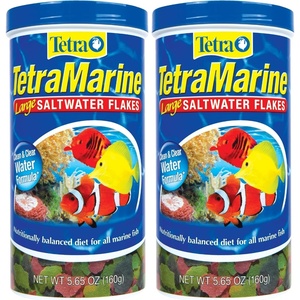 TetraMarine Large Saltwater Flakes, Nutritionally Balanced Fish Food for Saltwater Fish, 5.65 oz(5.65 Ounce (Pack of 2))