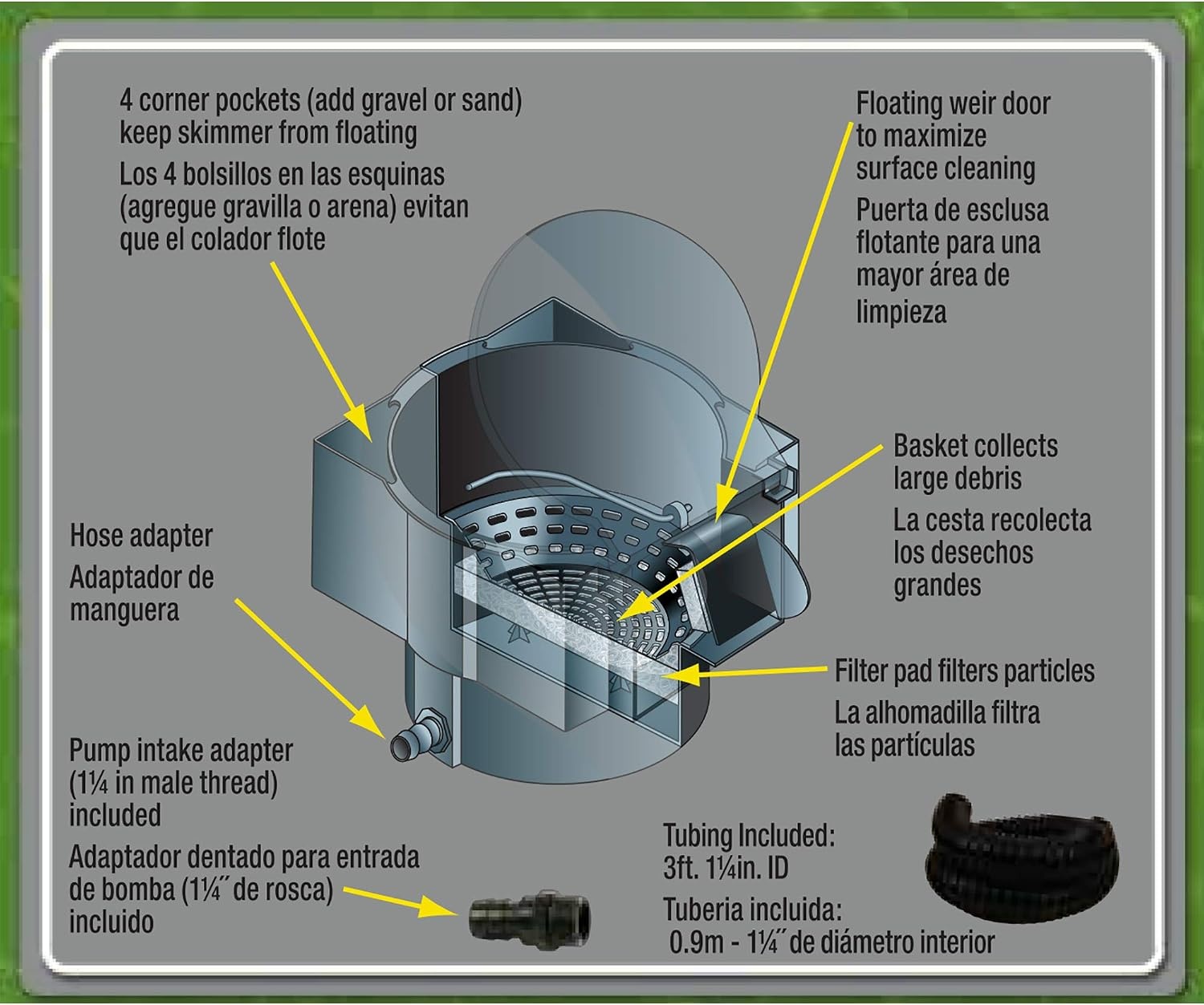image:imageTetra Pond inPond Skimmer for Ponds Up to 1000 Gal Removes Debris From Pond Surface Before It Stinks Easy To Install amp Clean For Large Ponds 500 to 1000 Gallons